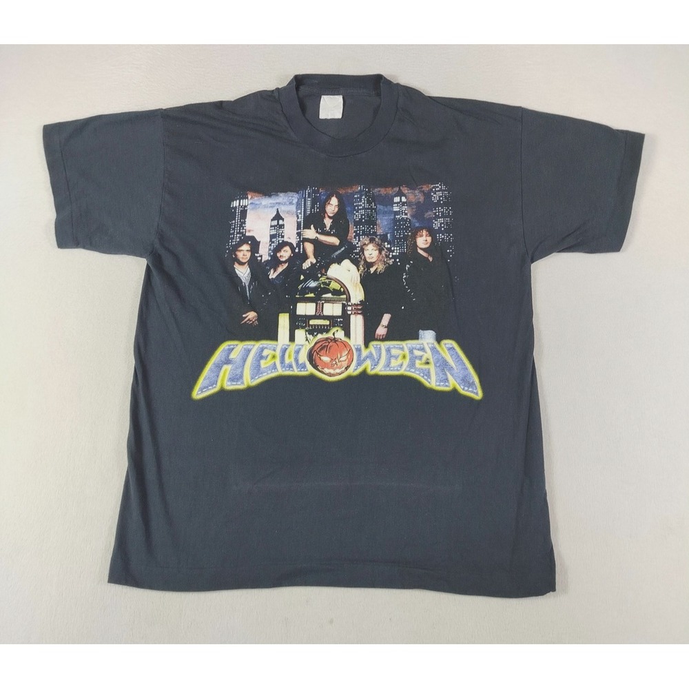 Vintage Helloween Shirt Mens Large Black Rock Band Graphic Tee Metal Music Rare‎